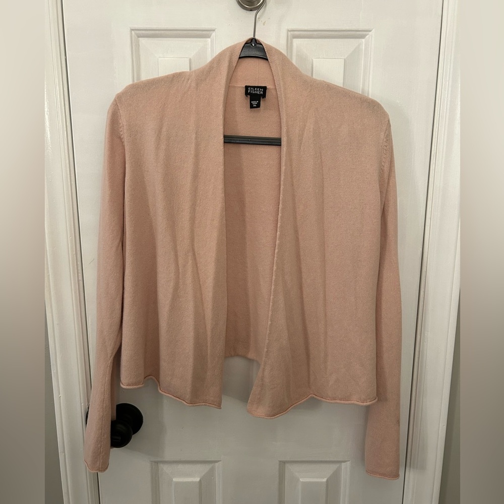 Eileen Fisher Blush Pink Open-Front Lightweight Cardigan
